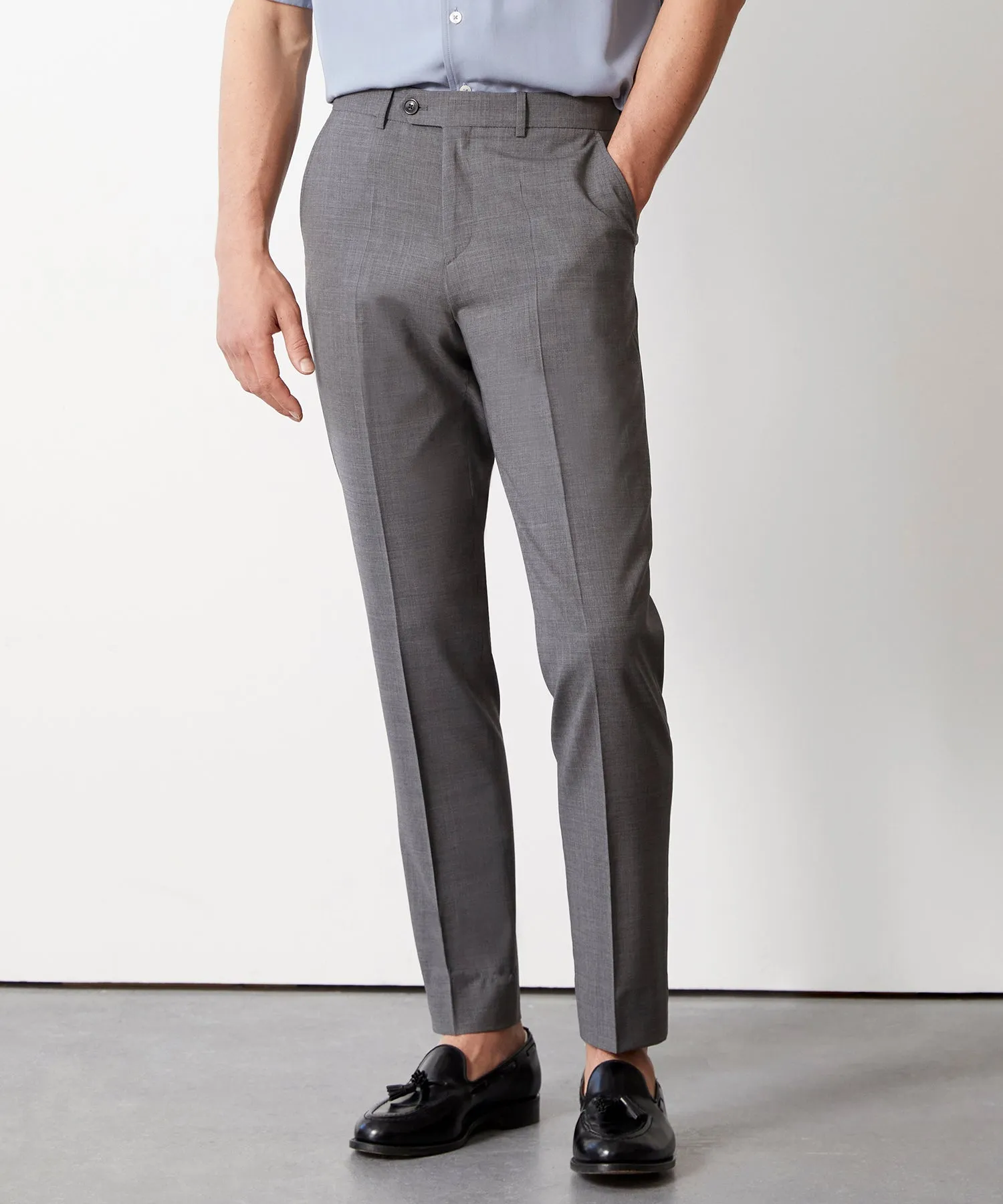 Italian Tropical Wool Sutton Trouser in Charcoal