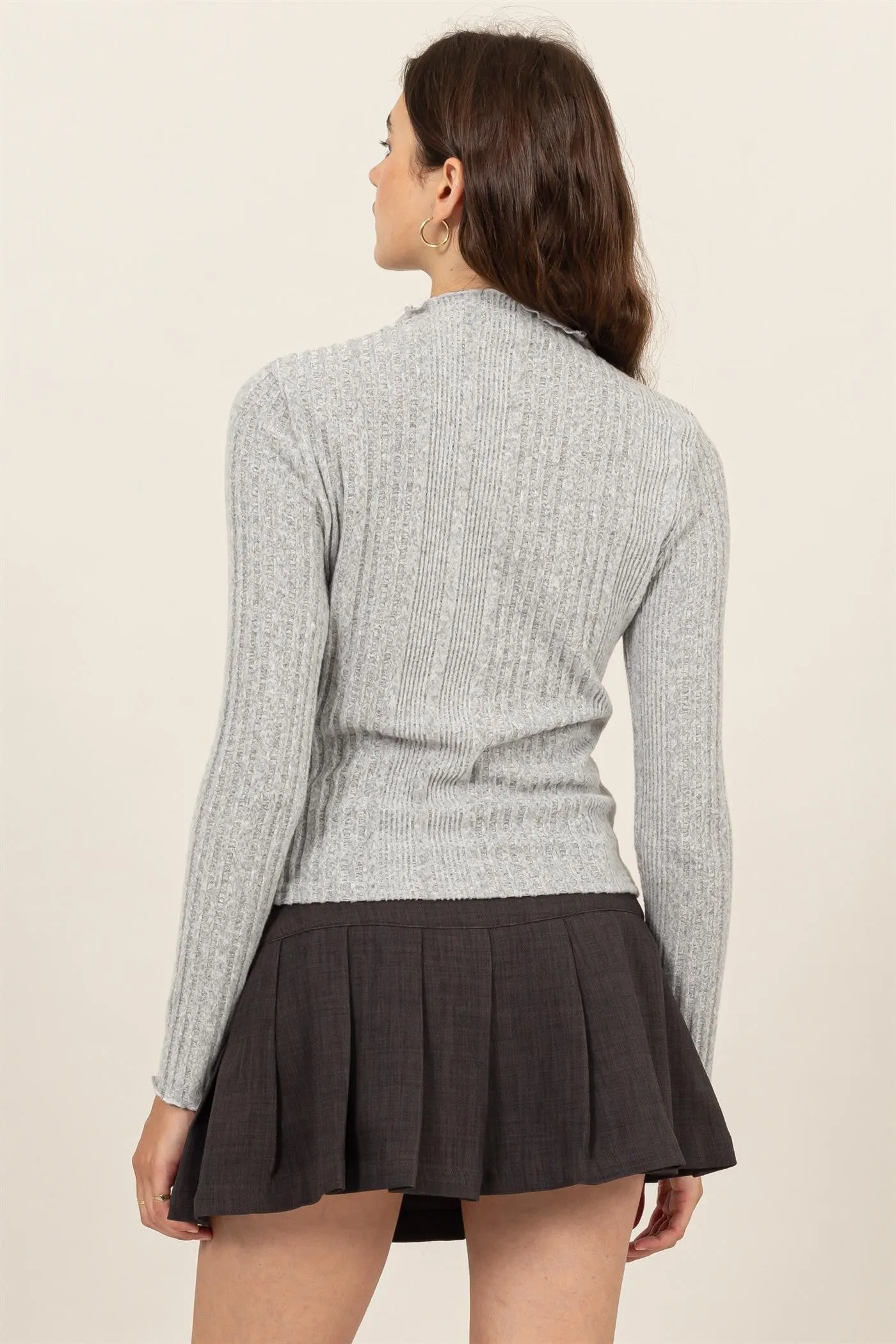 Jr Long Sleeve Turtleneck Top - Grey