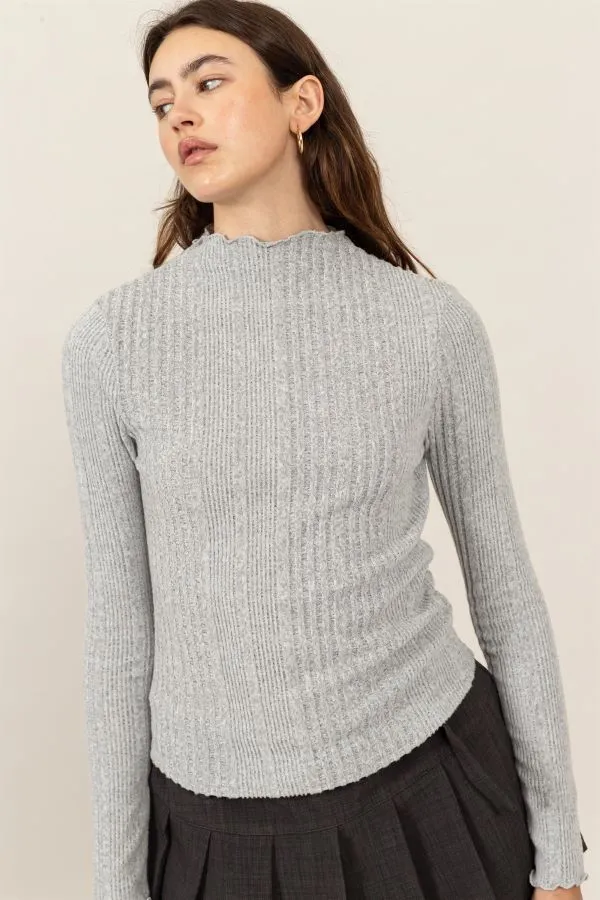 Jr Long Sleeve Turtleneck Top - Grey