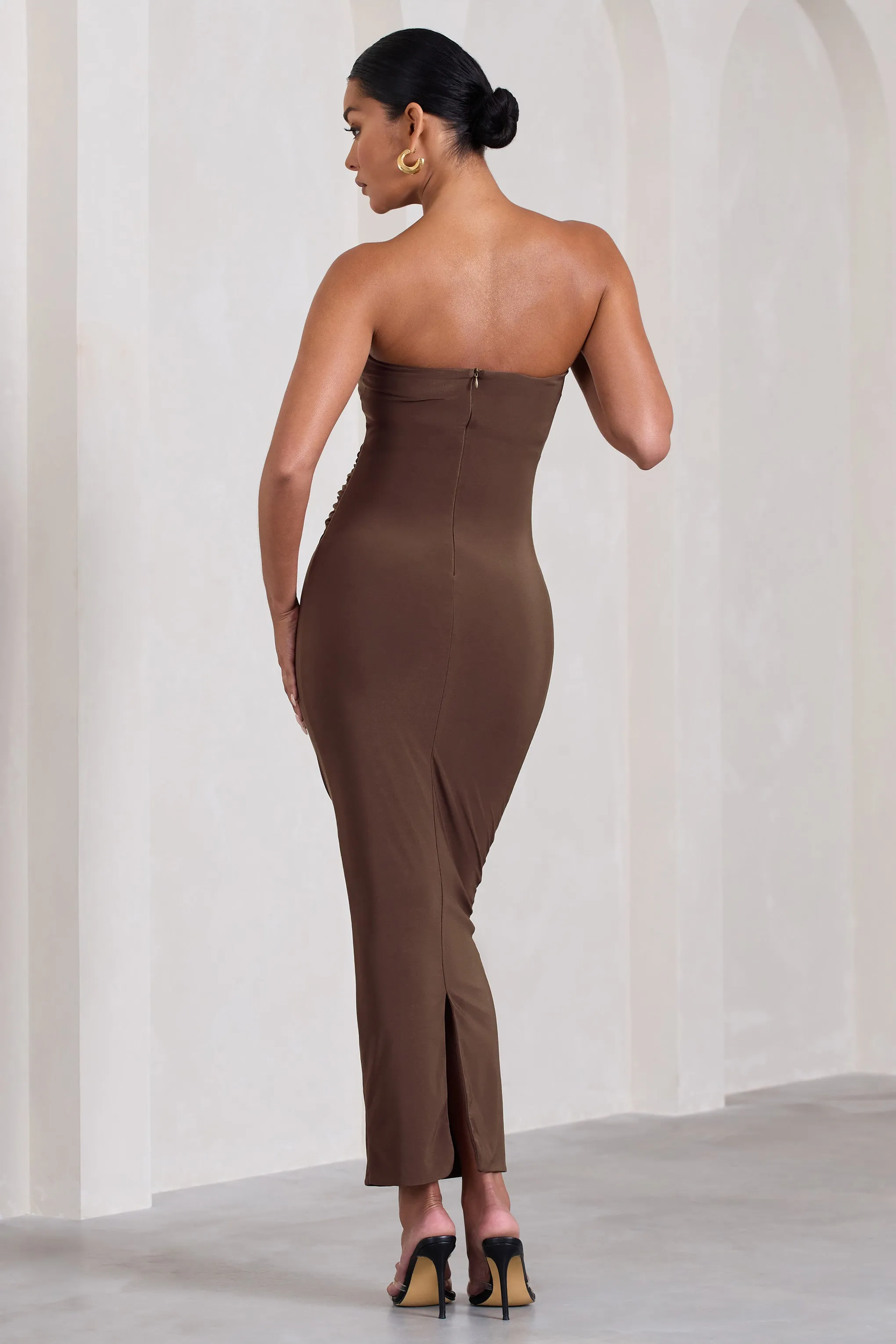 Juniper | Chocolate Brown Strapless Maternity Maxi Dress