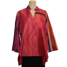 Kay Chapman Shirt, Santa Fe, Patchwork, Coral/Pink, XS/S