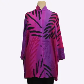 Kay Chapman Shirt, Split Sleeve, Palms, Fuchsia/Violet, XS