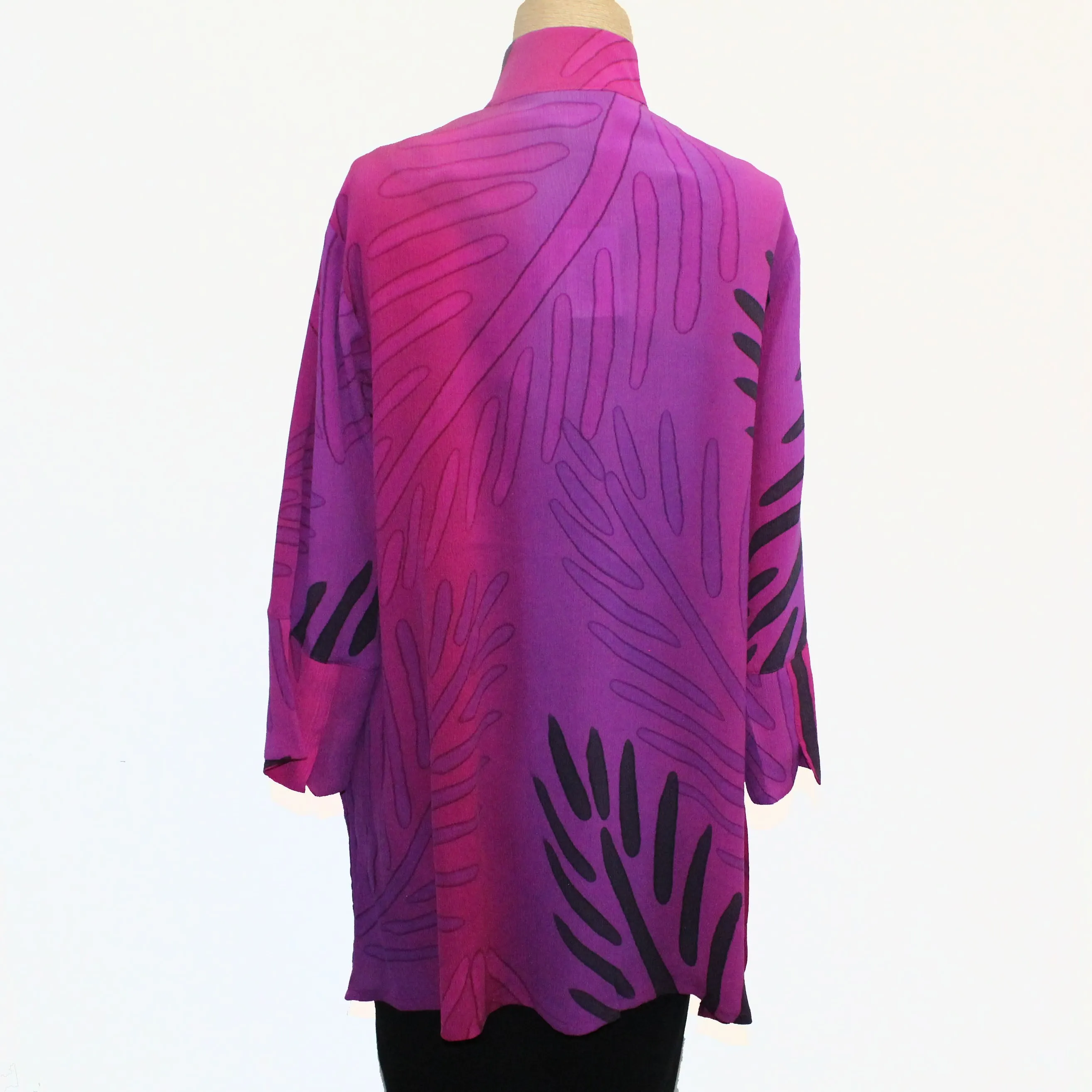 Kay Chapman Shirt, Split Sleeve, Palms, Magenta/Violet, S