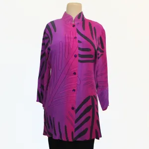 Kay Chapman Shirt, Split Sleeve, Palms, Magenta/Violet, S