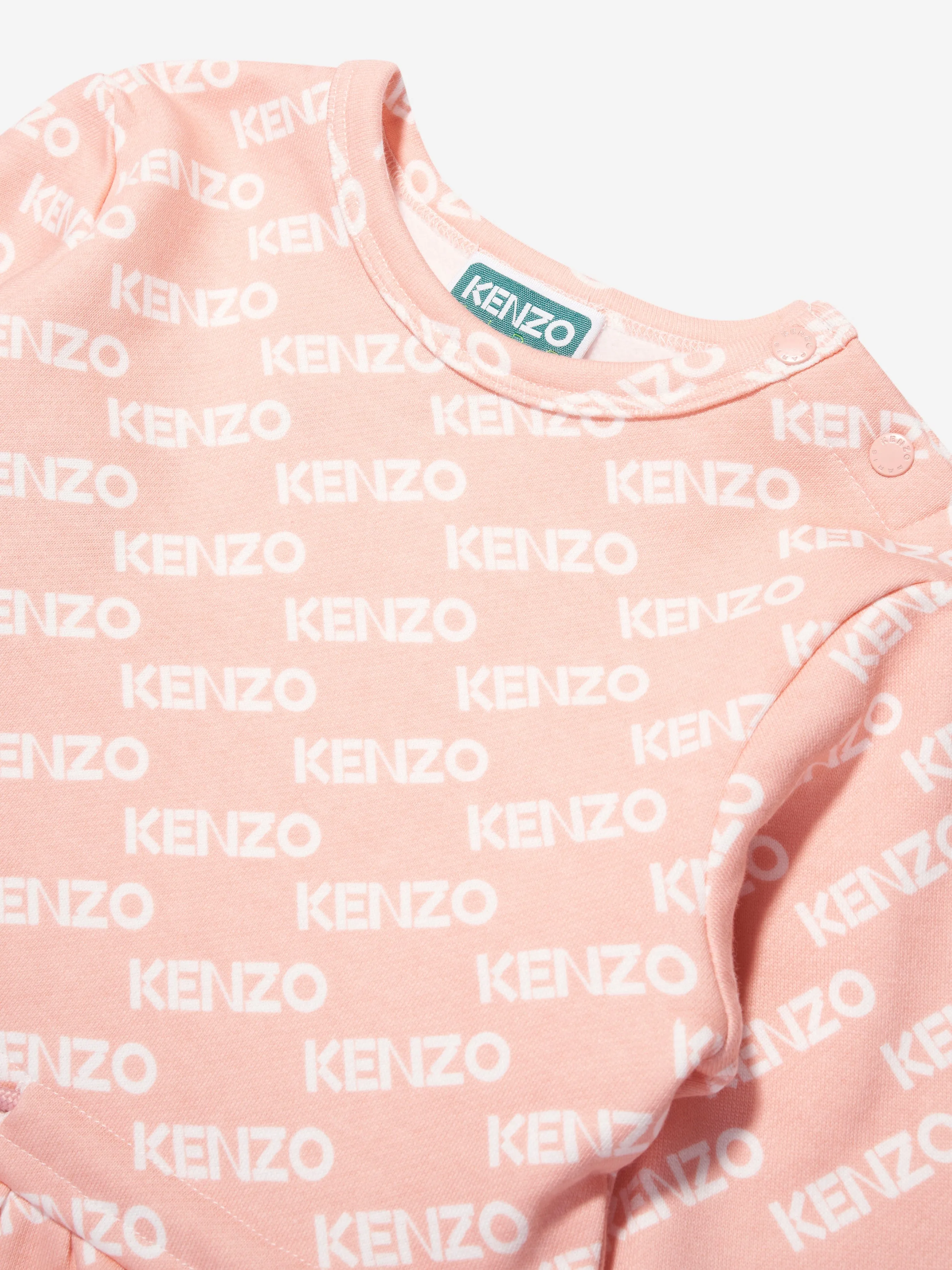 KENZO Baby Girls Logo Sweater Dress in Pink