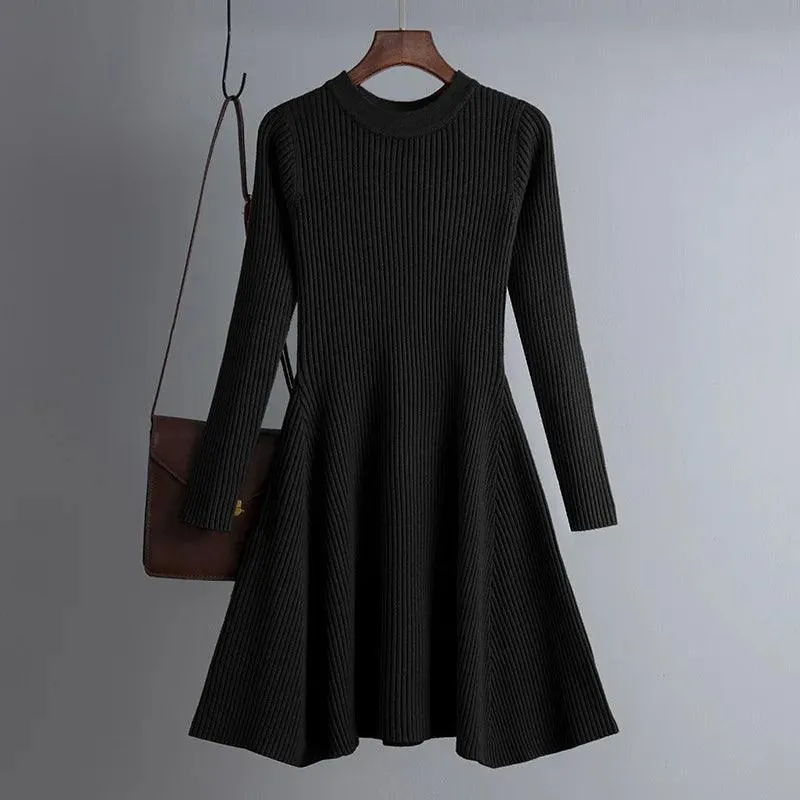 Knit Elegance Sweater Dress: Chic A-Line Style for Women