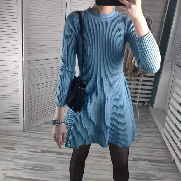 Knit Elegance Sweater Dress: Chic A-Line Style for Women