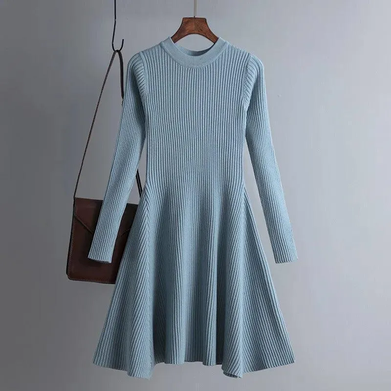 Knit Elegance Sweater Dress: Chic A-Line Style for Women