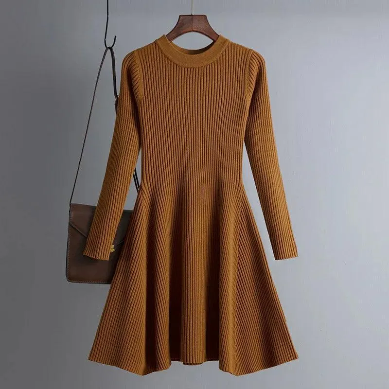 Knit Elegance Sweater Dress: Chic A-Line Style for Women