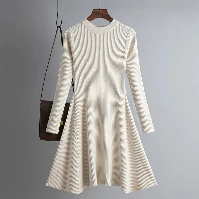 Knit Elegance Sweater Dress: Chic A-Line Style for Women