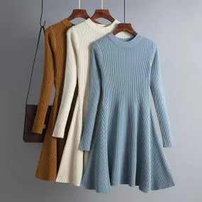 Knit Elegance Sweater Dress: Chic A-Line Style for Women