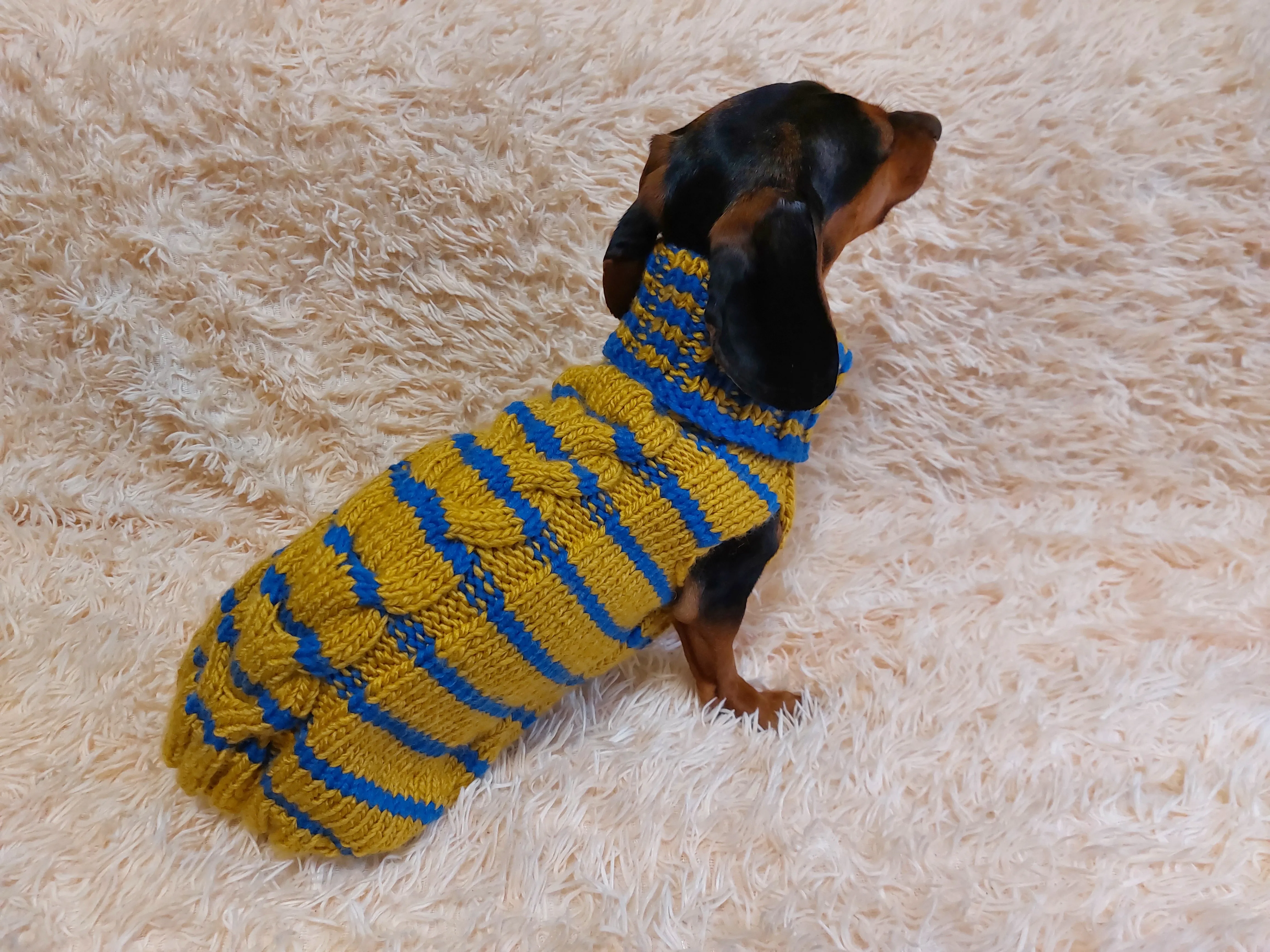 Knitted striped dog sweater, dog clothes knitted wool handmade sweater, striped dog jumper