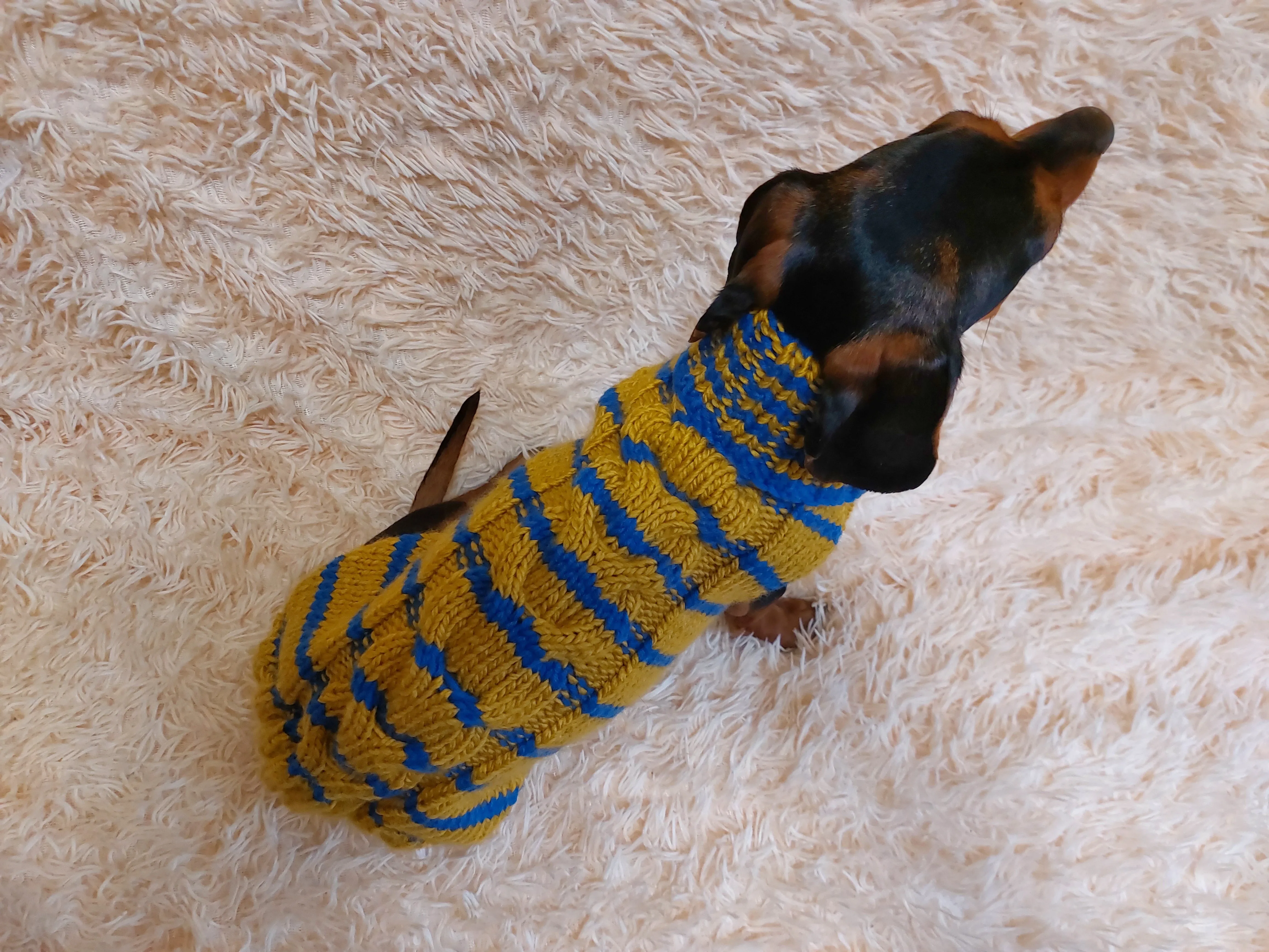 Knitted striped dog sweater, dog clothes knitted wool handmade sweater, striped dog jumper