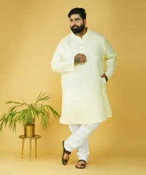 Lemon Yellow Colour Straight Cotton Kurta Set