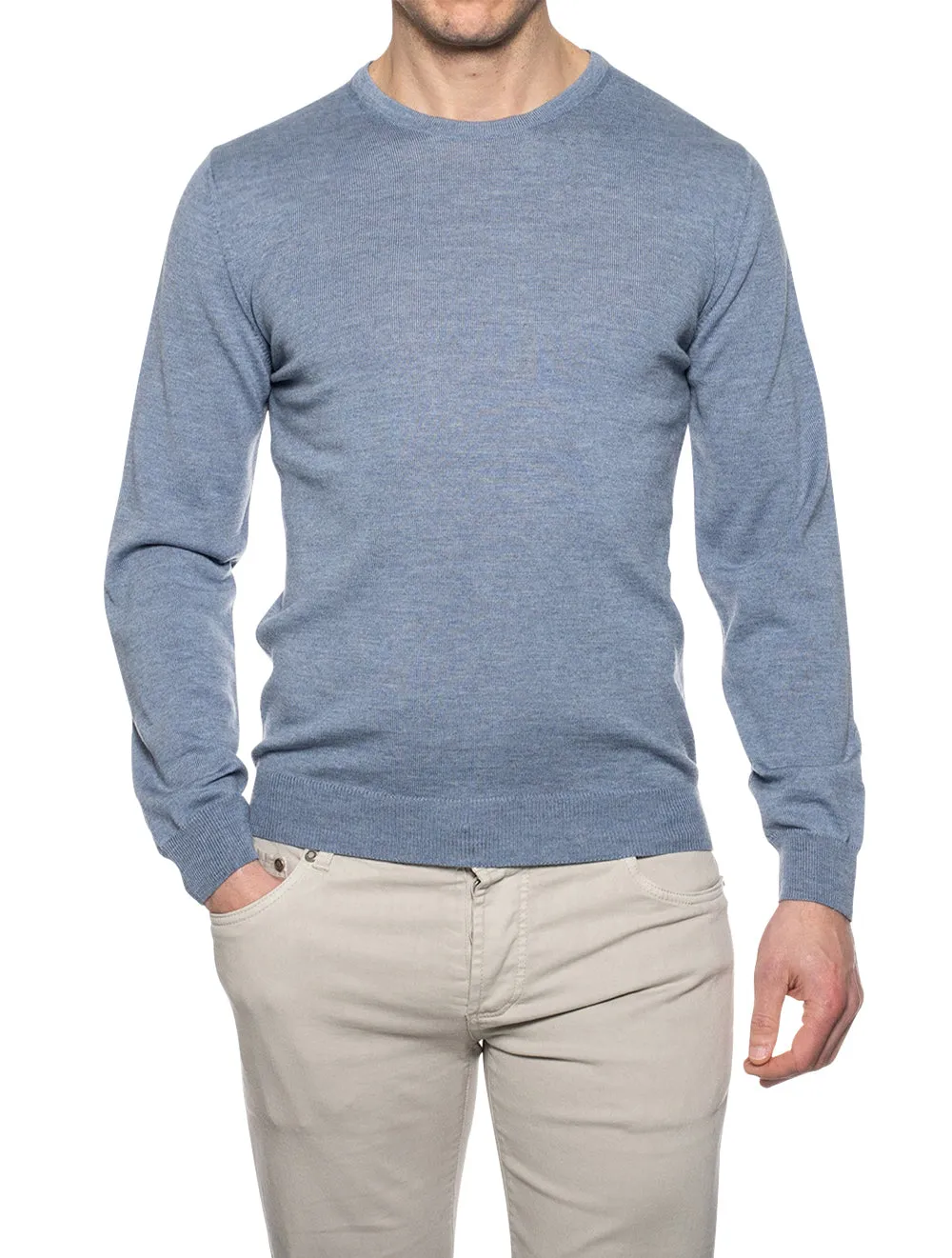 Light Blue Crew Neck Merino Wool Jumper