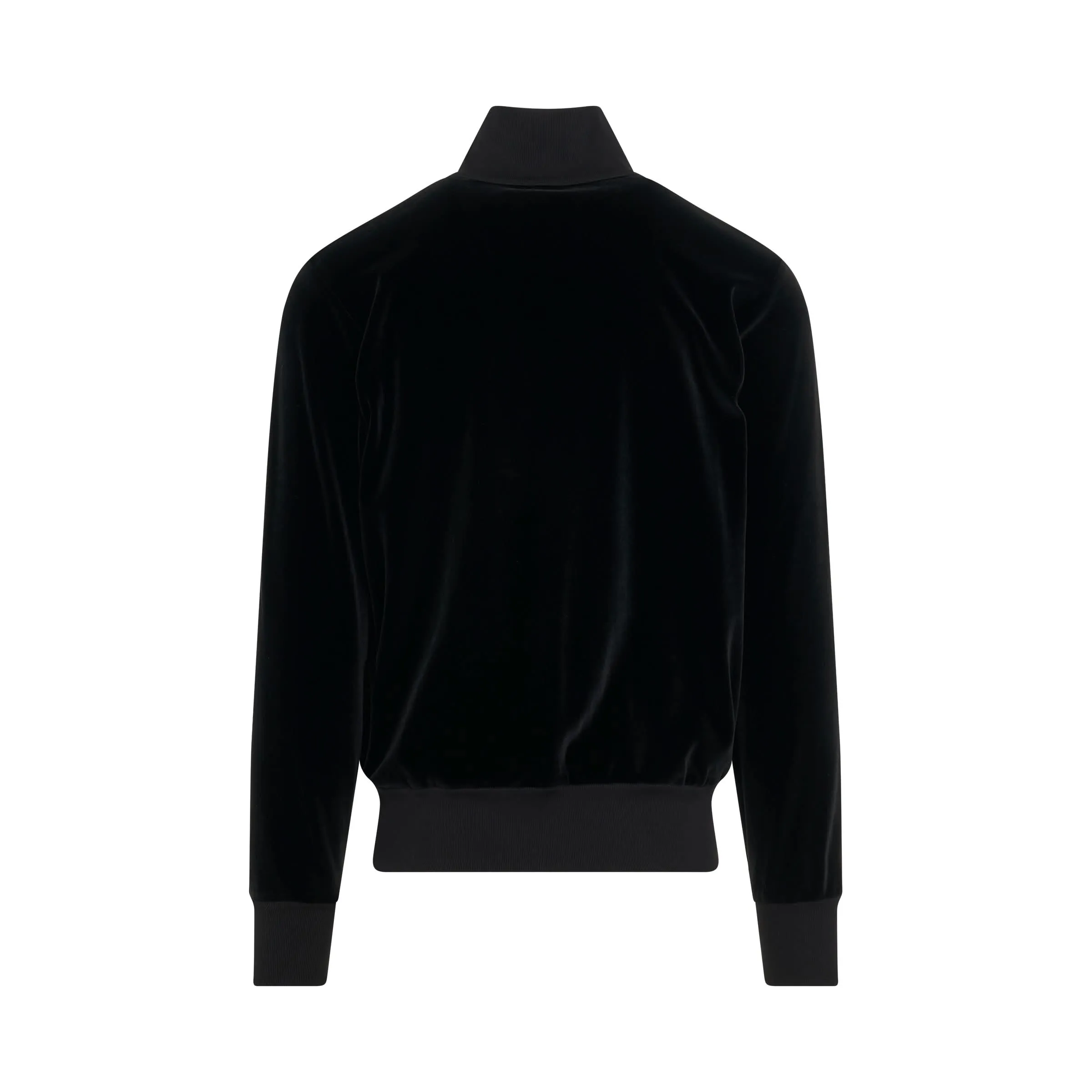 Logo Printed Velvet Track Jacket in Black