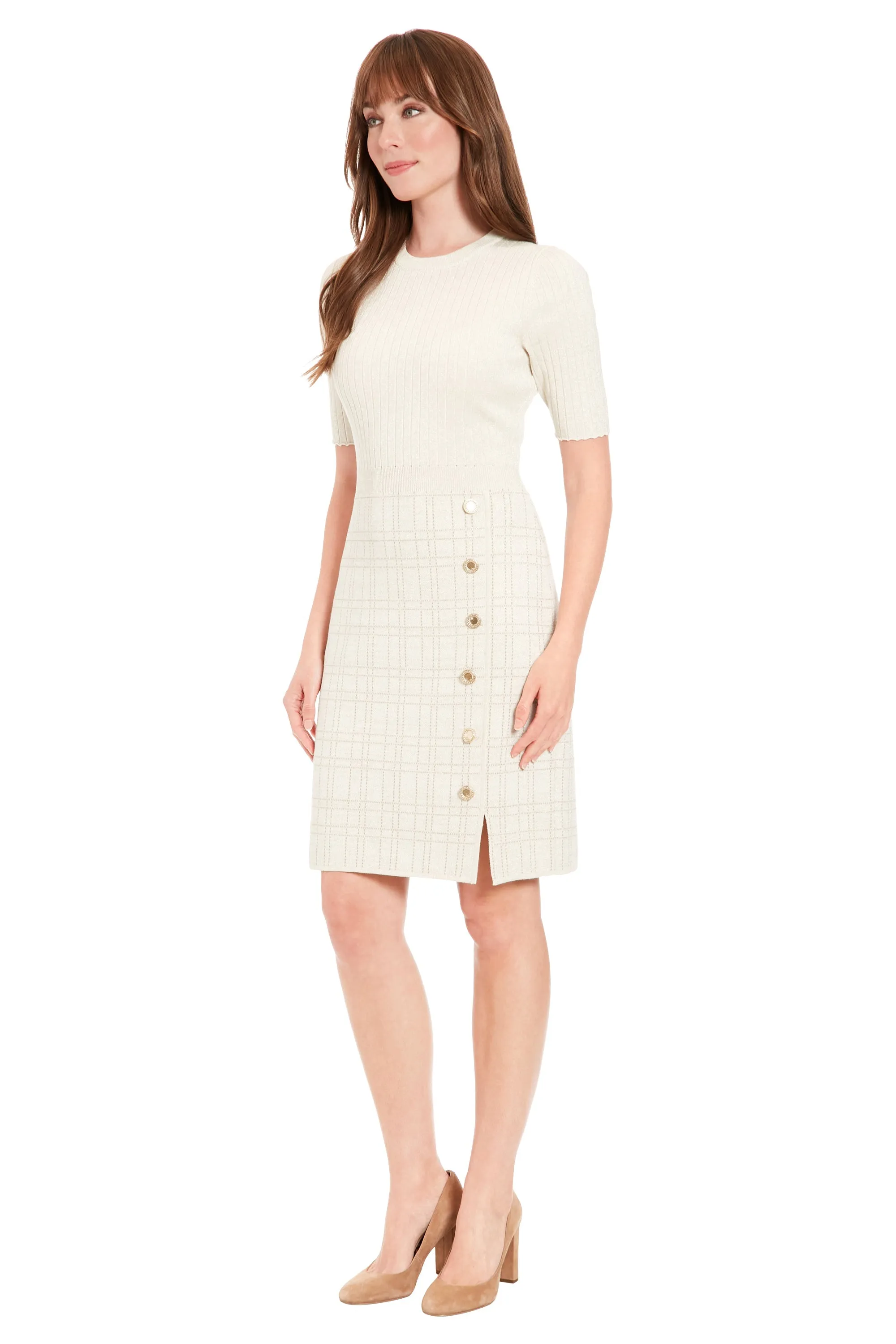 London Times Autumn Dress - Ivory