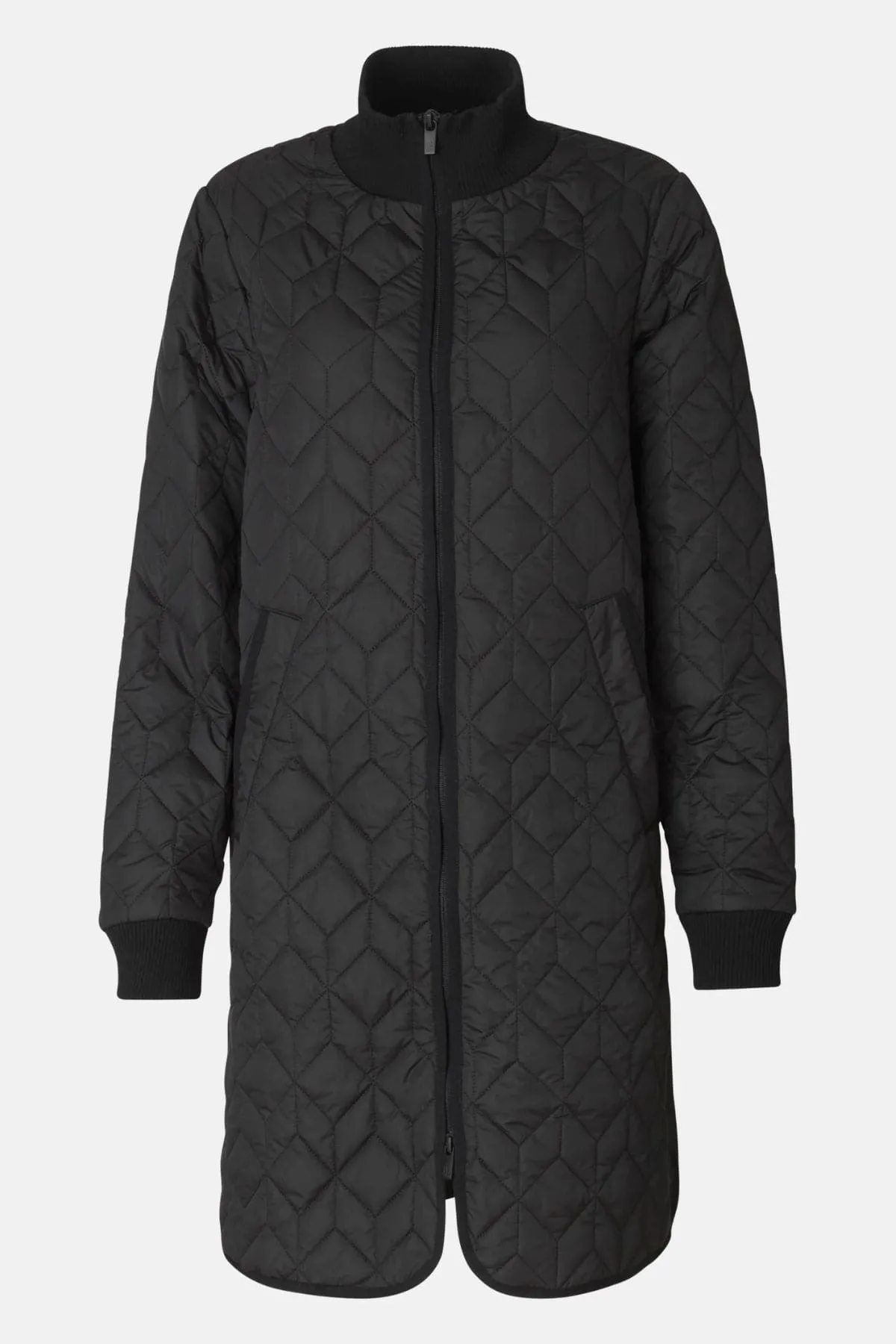 LONG QUILT COAT BLACK