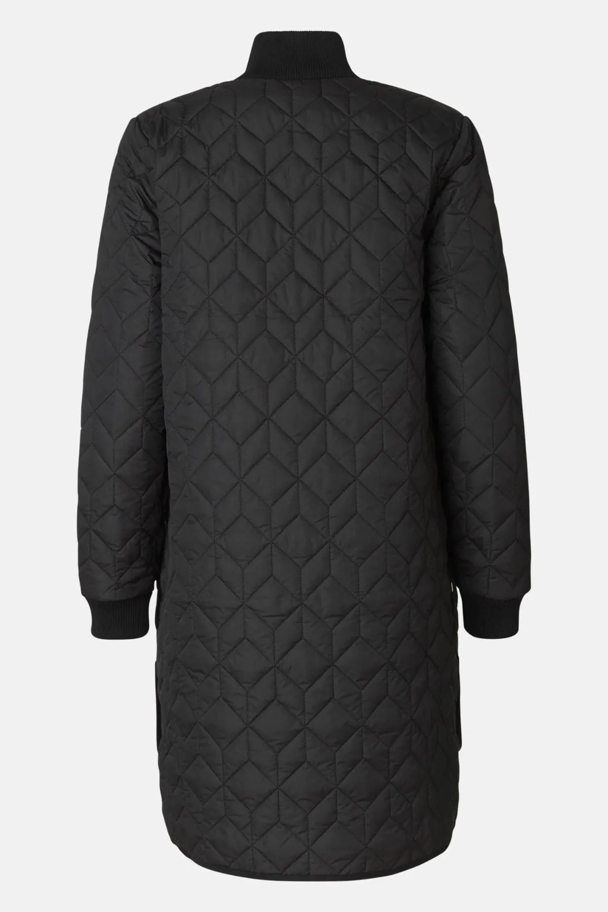 LONG QUILT COAT BLACK