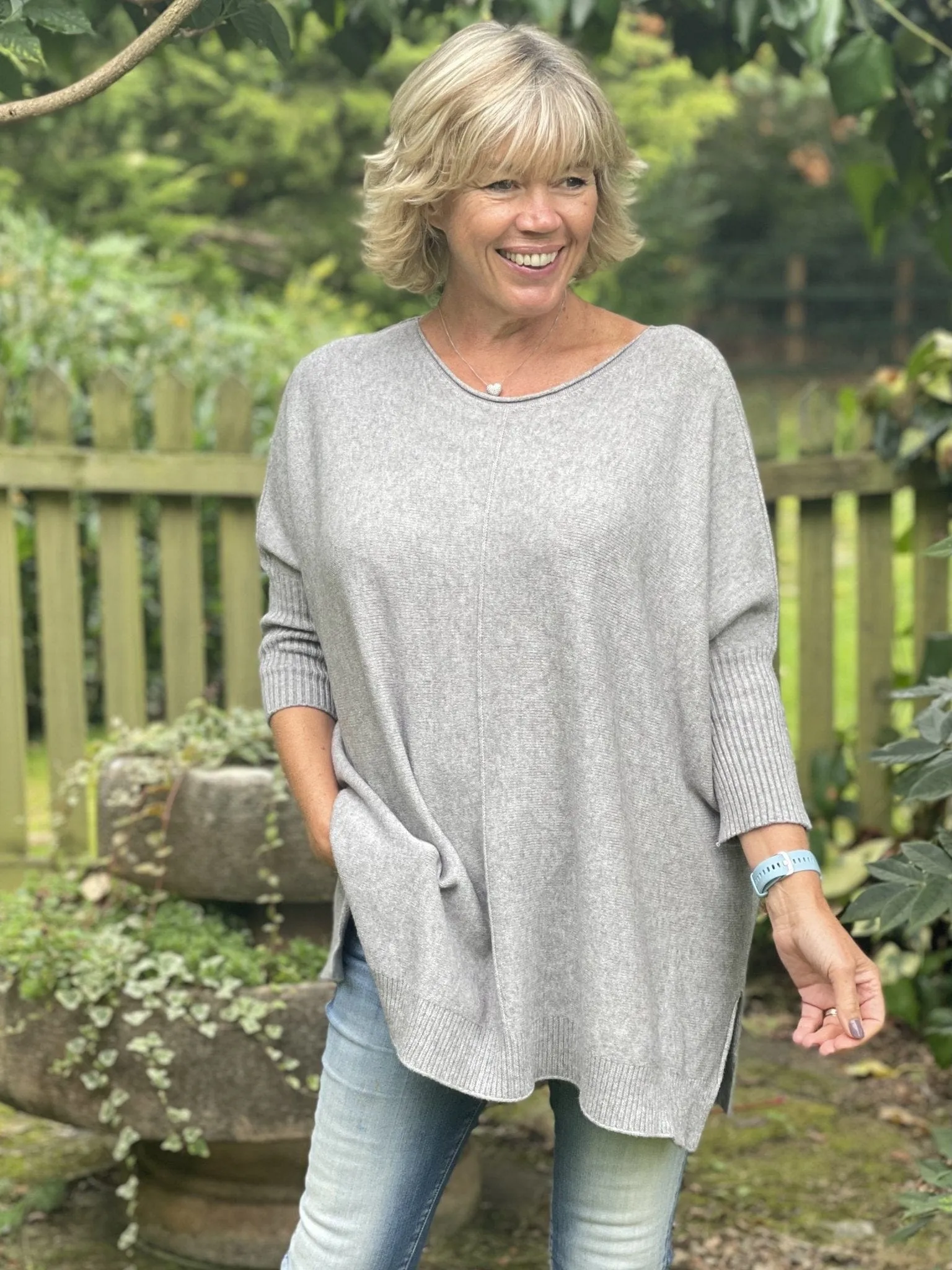 Longline Slouchy Jumper - Pale Grey