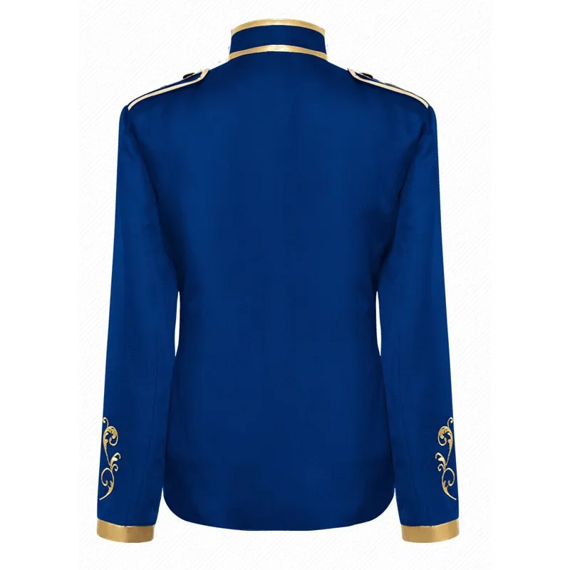 Luxurious Victorian Style Golden Embroidery Polyester Blazer