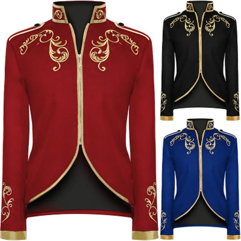 Luxurious Victorian Style Golden Embroidery Polyester Blazer