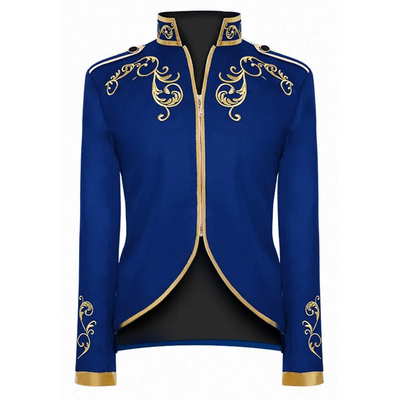 Luxurious Victorian Style Golden Embroidery Polyester Blazer