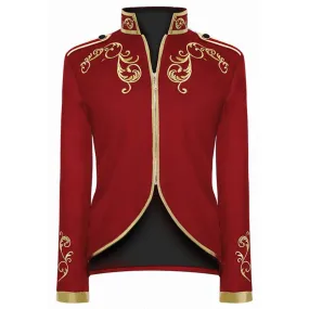 Luxurious Victorian Style Golden Embroidery Polyester Blazer