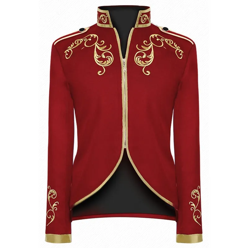 Luxurious Victorian Style Golden Embroidery Polyester Blazer