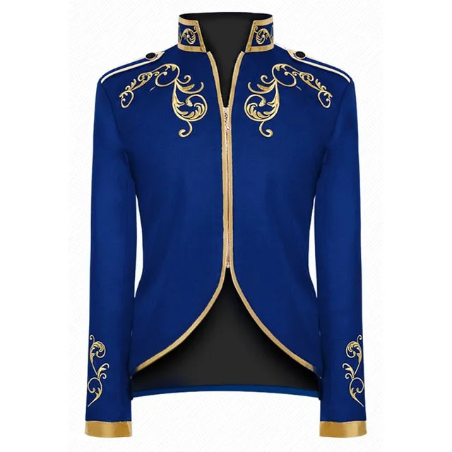 Luxurious Victorian Style Golden Embroidery Polyester Blazer