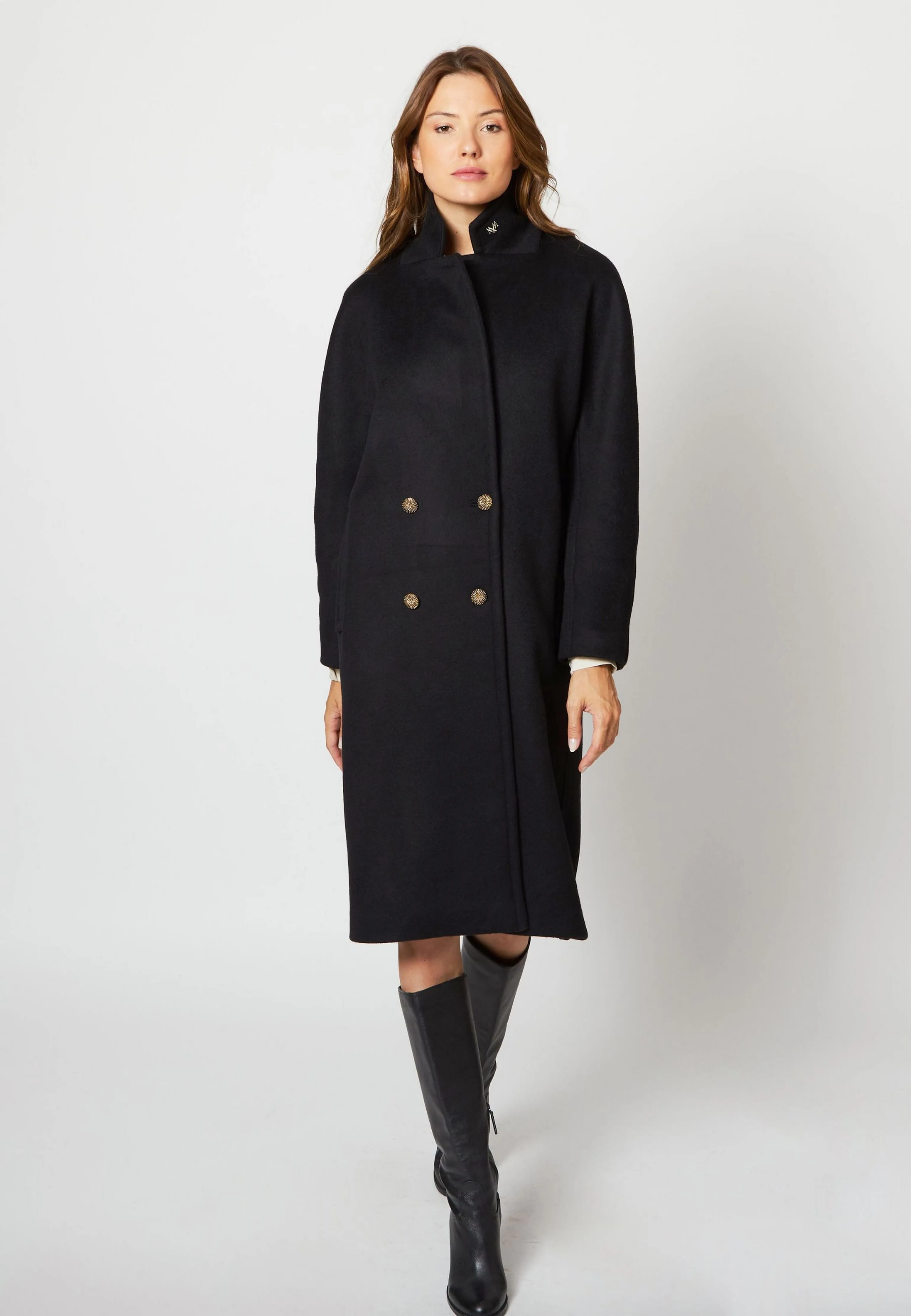 MANTEAU PAULA LAINE CACHEMIRE UPCYCLÉE NOIR