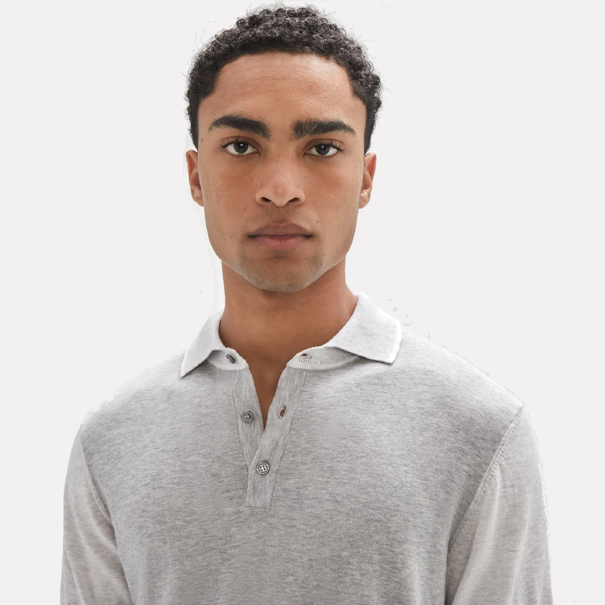 Marion Short Sleeve Polo Sweater / Grey