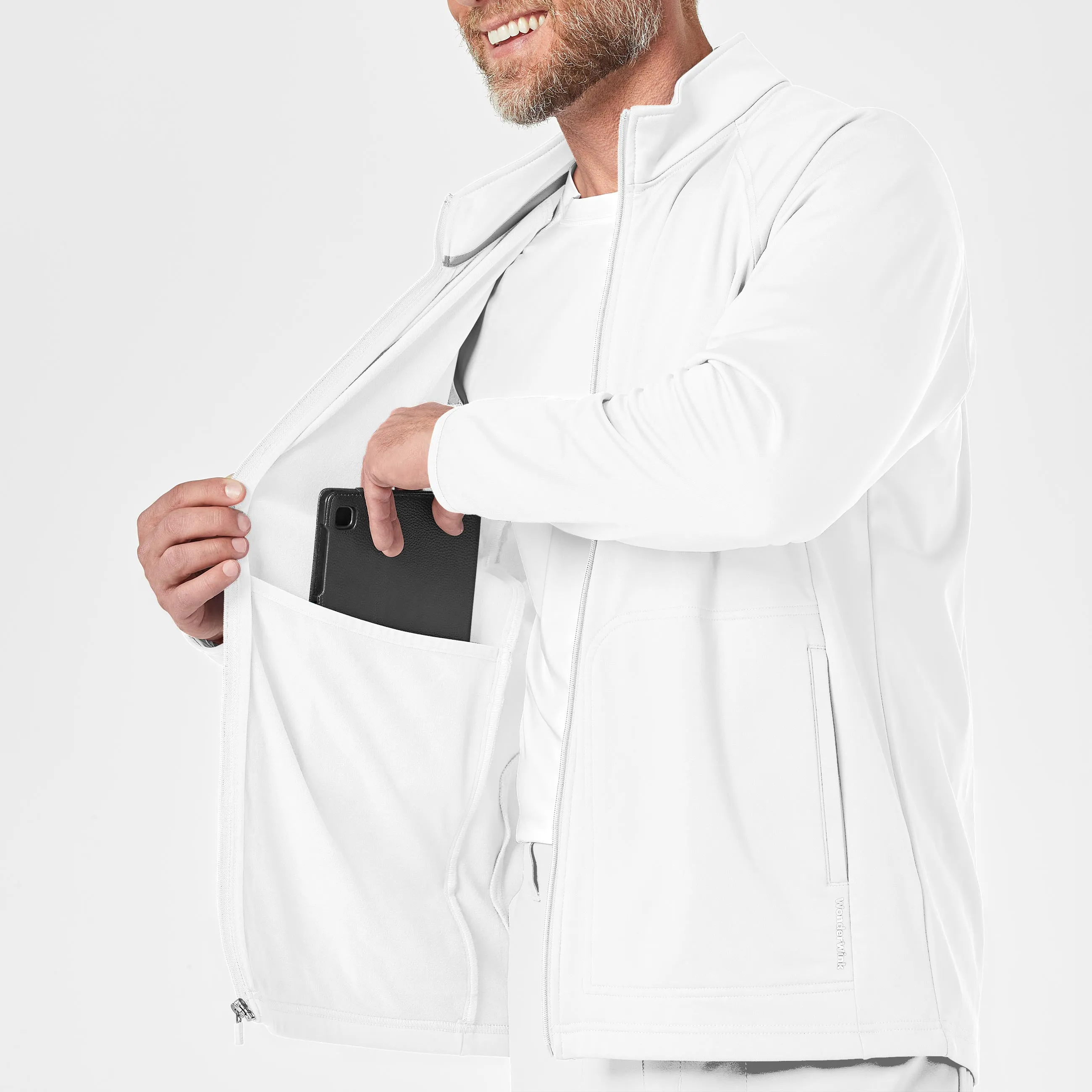 Men's Fleece Full Zip Jacket - White