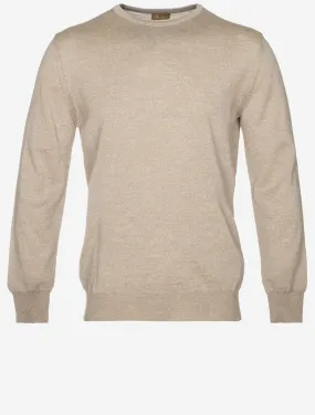 Merino Wool Crew Neck Jumper Beige