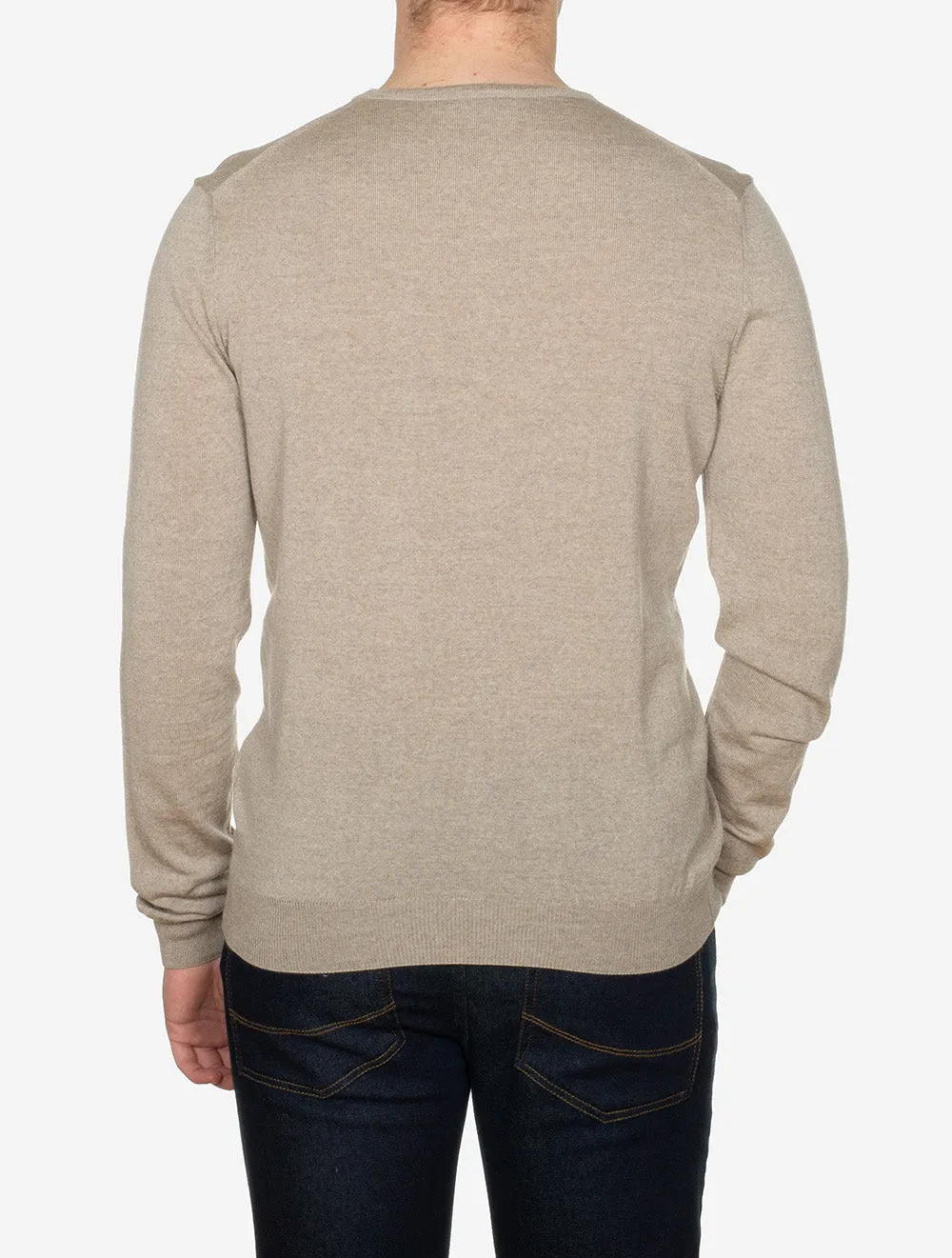 Merino Wool Crew Neck Jumper Beige