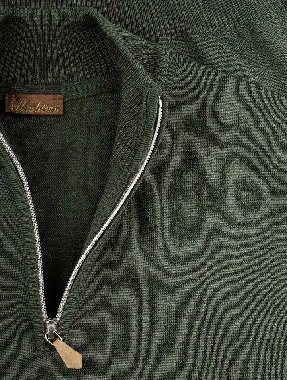 Merino Wool Half Zip Olive 490