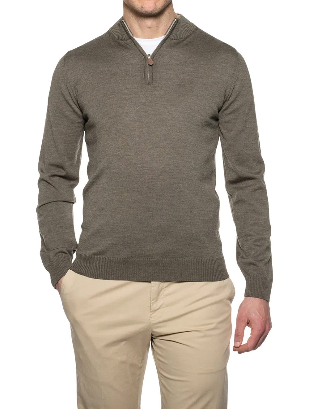 Merino Wool Halfzip Sage