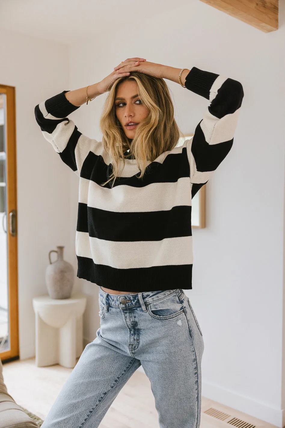 Micah Striped Sweater in Black - FINAL SALE