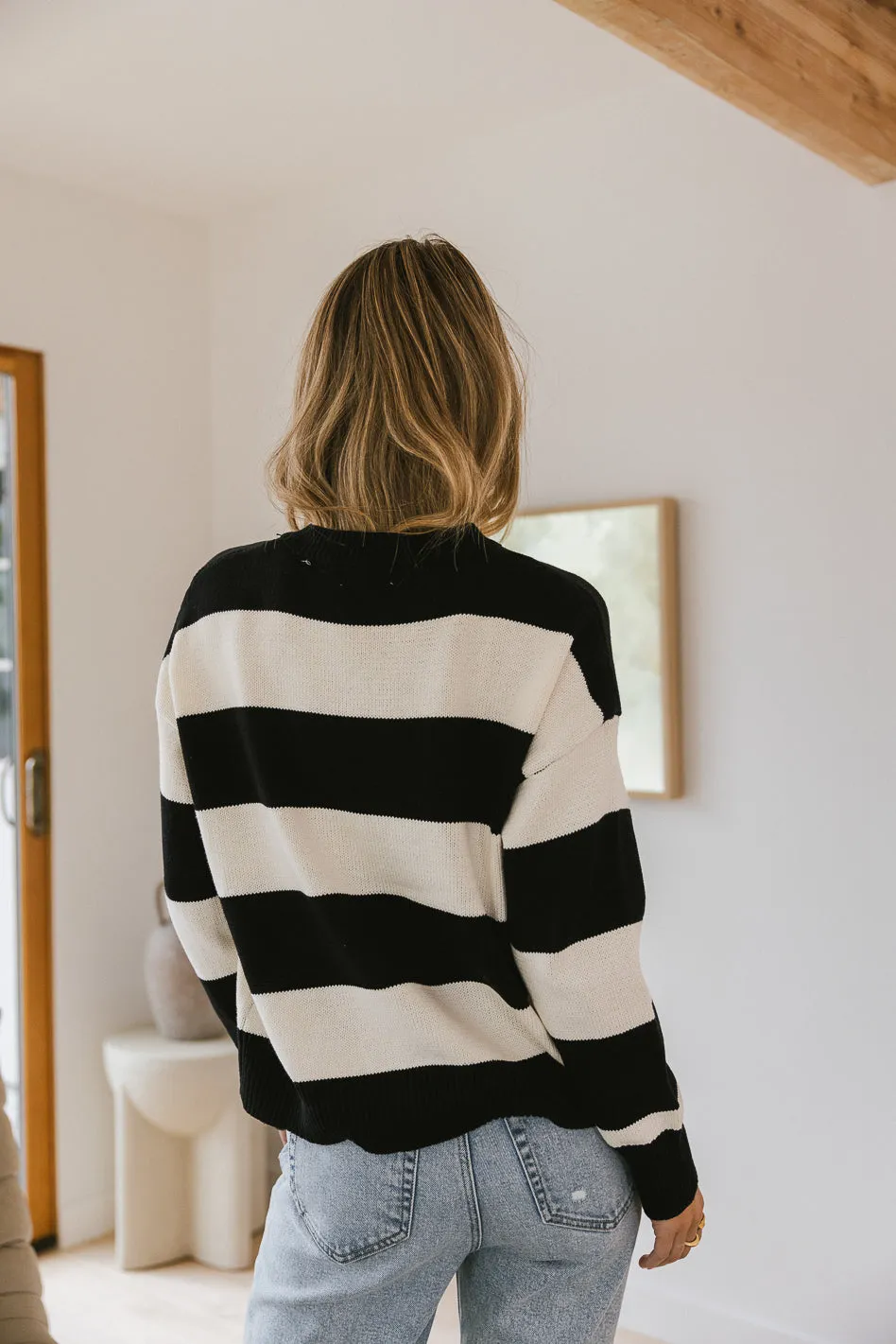 Micah Striped Sweater in Black - FINAL SALE