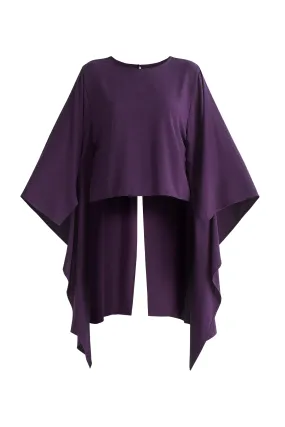 Midnight Plum Round Neck Cape Top