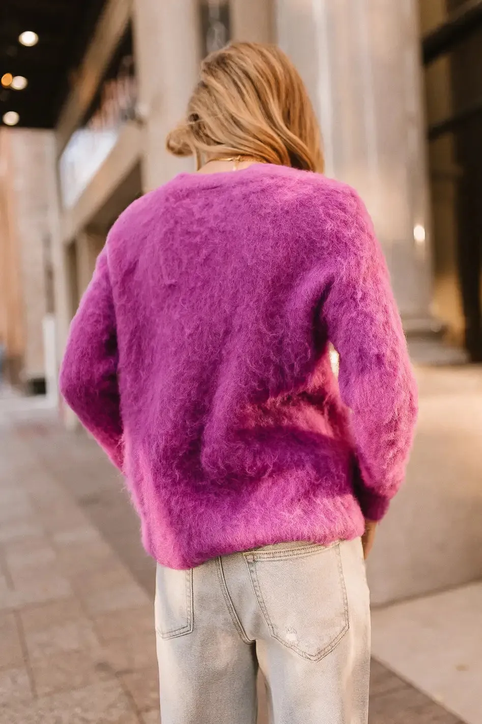 Miller Fuzzy Sweater in Fuchsia - FINAL SALE