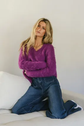 Miller Fuzzy Sweater in Fuchsia - FINAL SALE