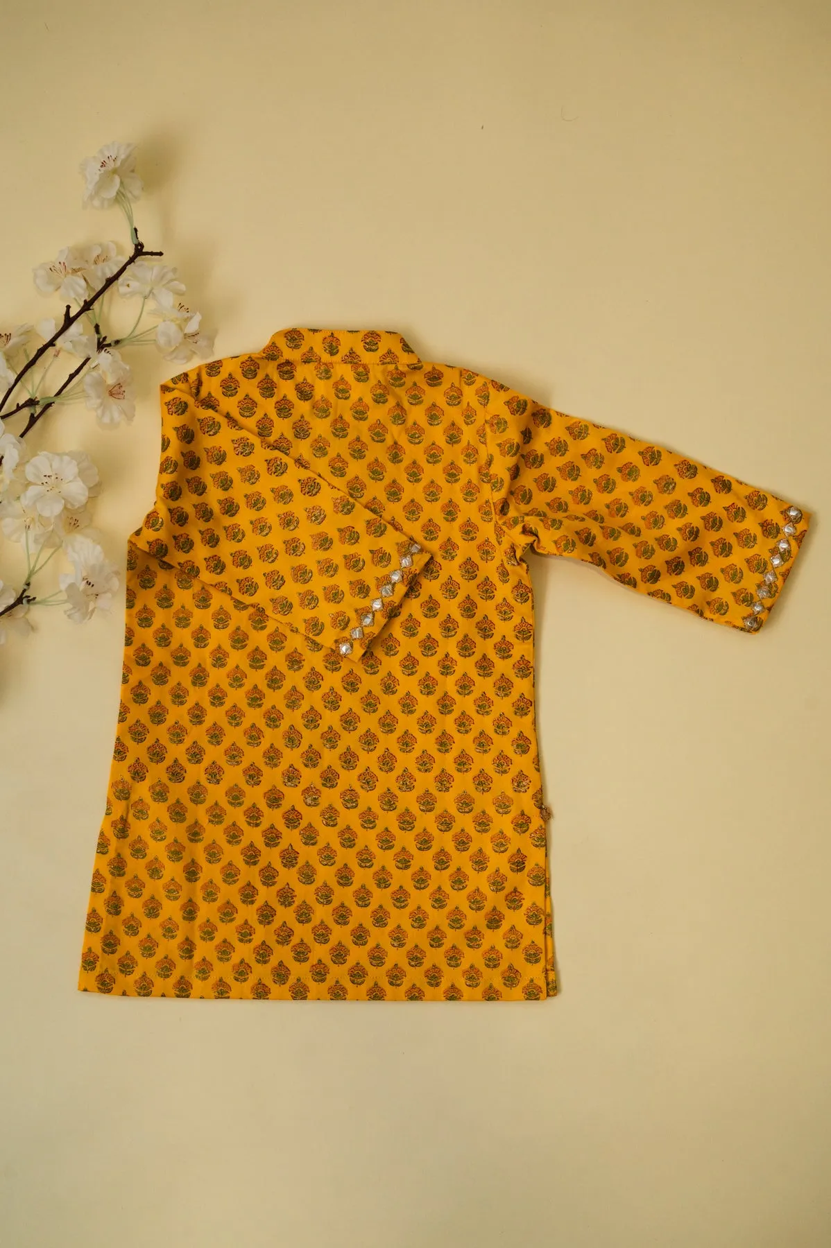 Mirror Work Kurta - Yellow