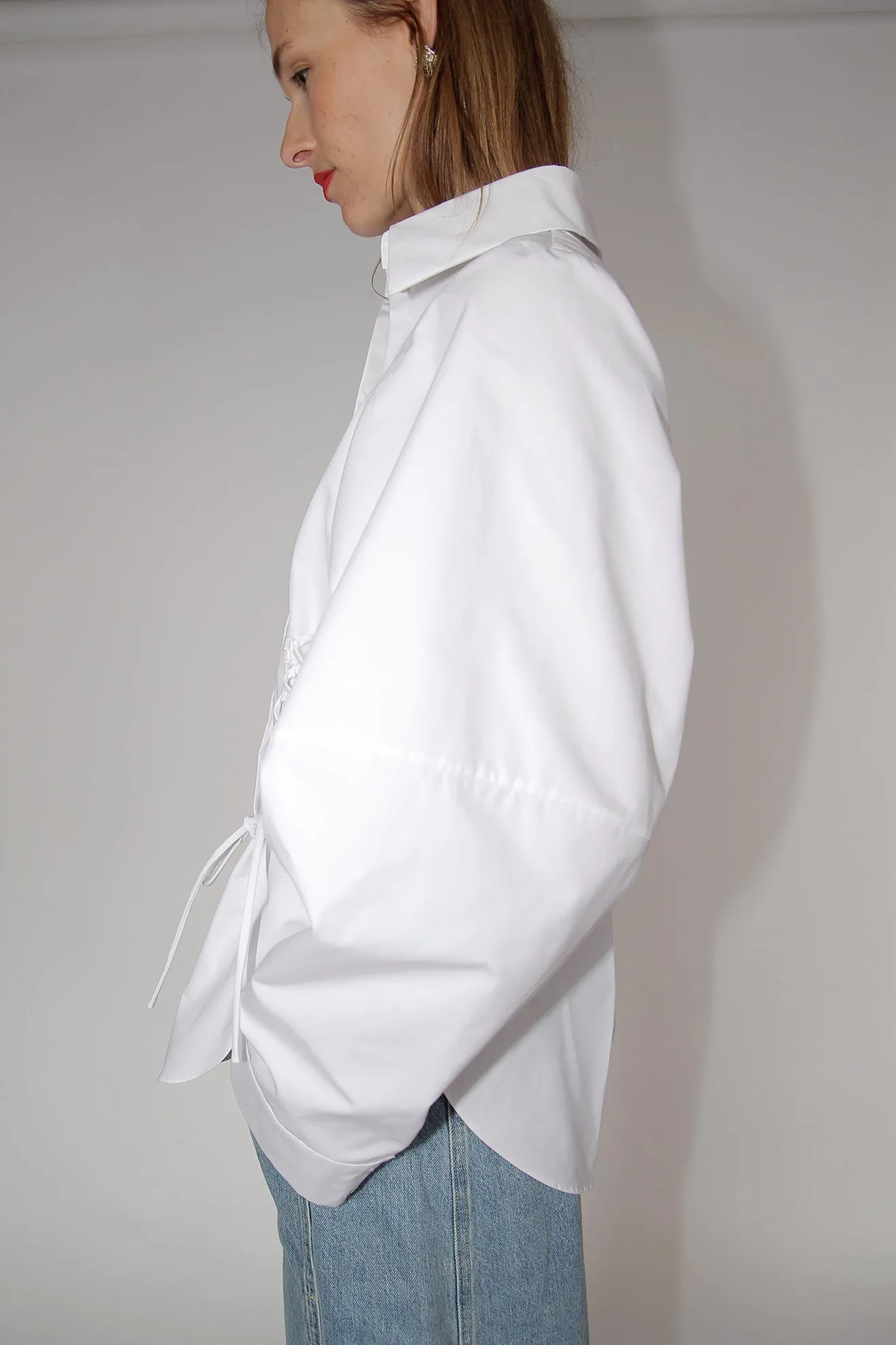 MR. LARKIN, Roberta Corset Shirt, Heavy Poplin, Off White