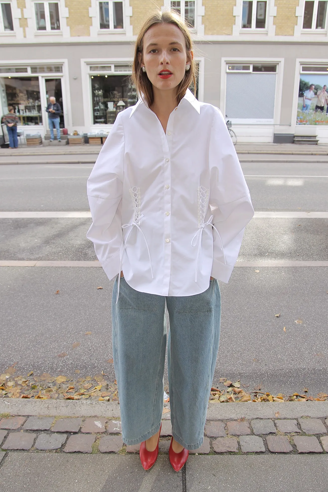 MR. LARKIN, Roberta Corset Shirt, Heavy Poplin, Off White