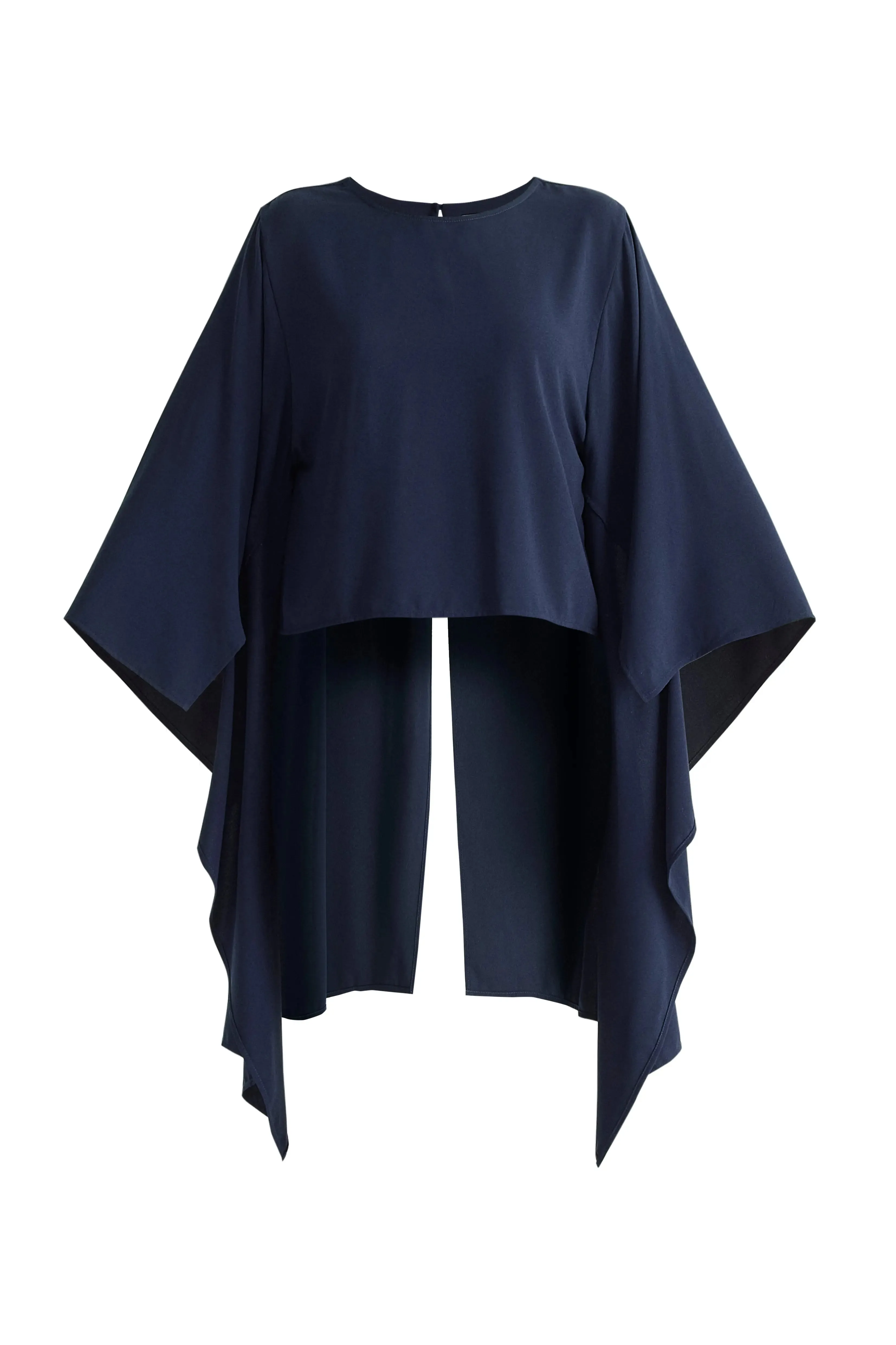 Navy Round Neck Cape Top