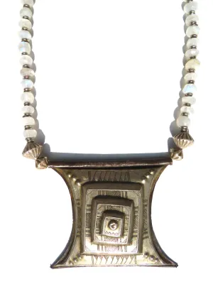 Necklace Antique Tuareg Silver Amulet Moonstone Choker