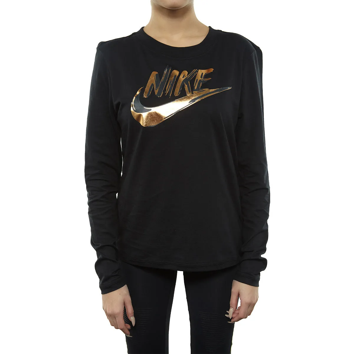 Nike Metallic Logo Long Sleeve Top  Womens Style : 939348-010