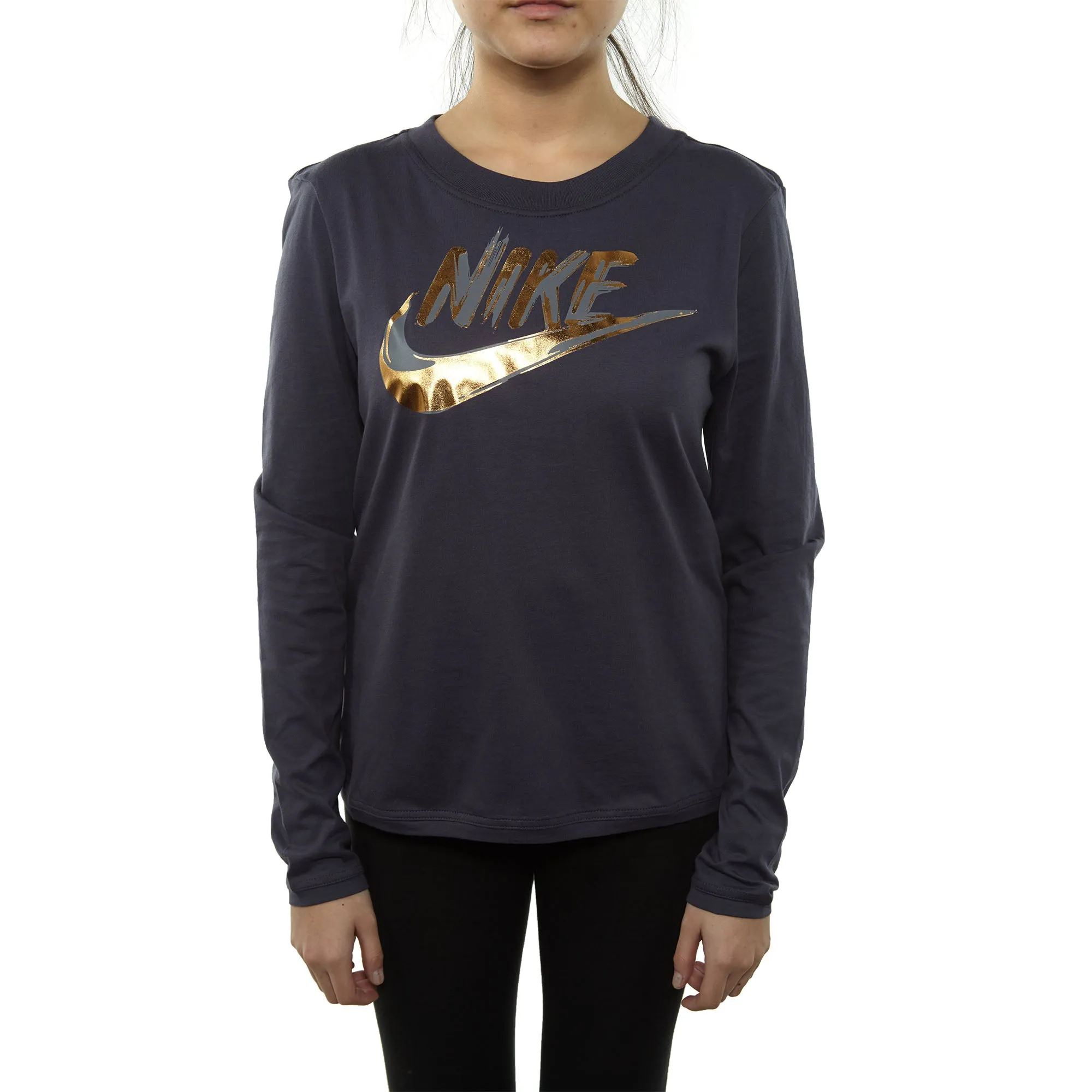 Nike Metallic Logo Long Sleeve Top  Womens Style : 939348-010