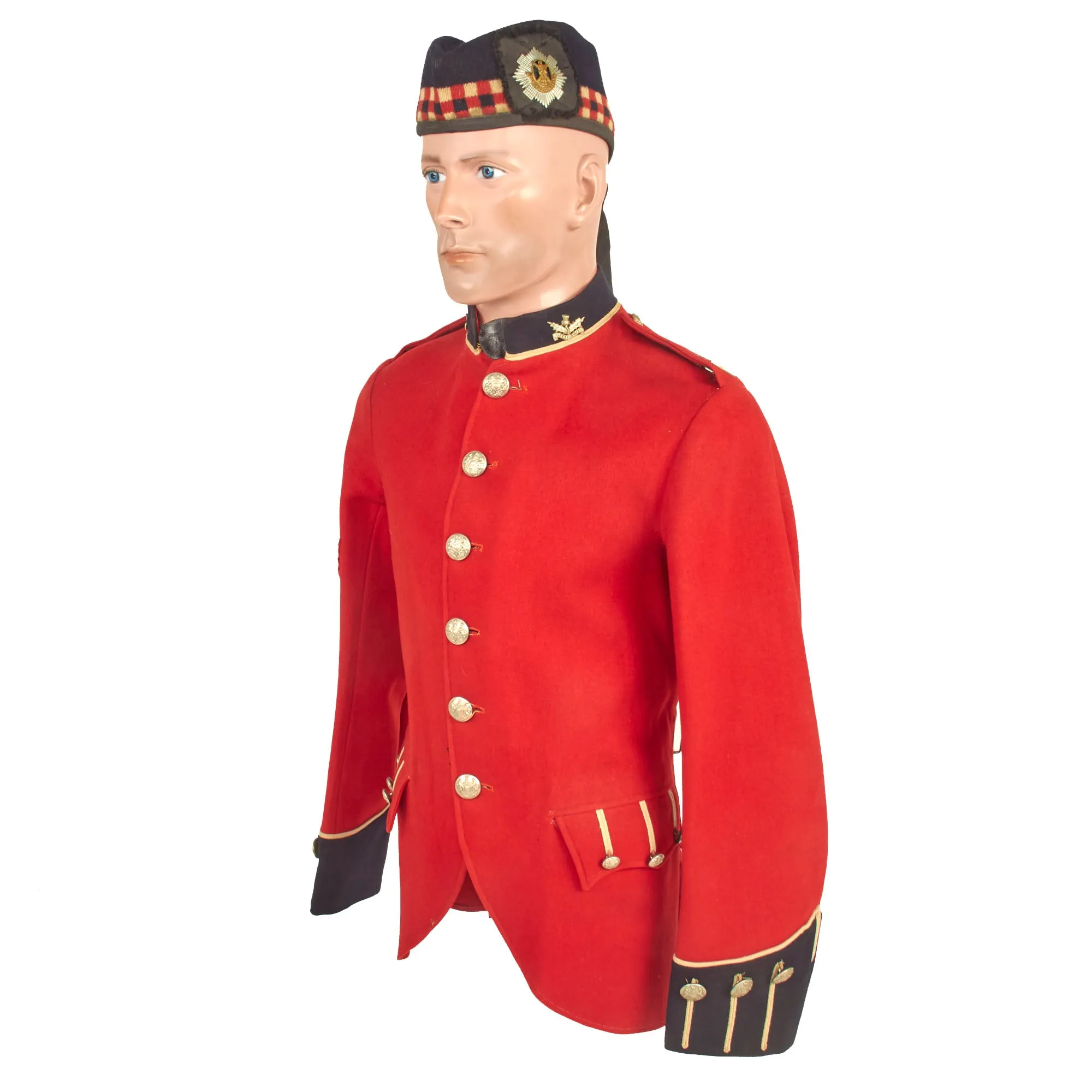 Original British Pre-WWI 8th Territorial Battalion Royal Scots Scarlet Tunic Uniform Set With Trousers and Glengarry Cap